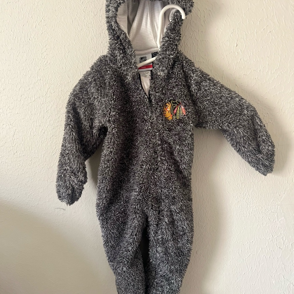 NHL Gray Footies One Piece with Hood and Zipper